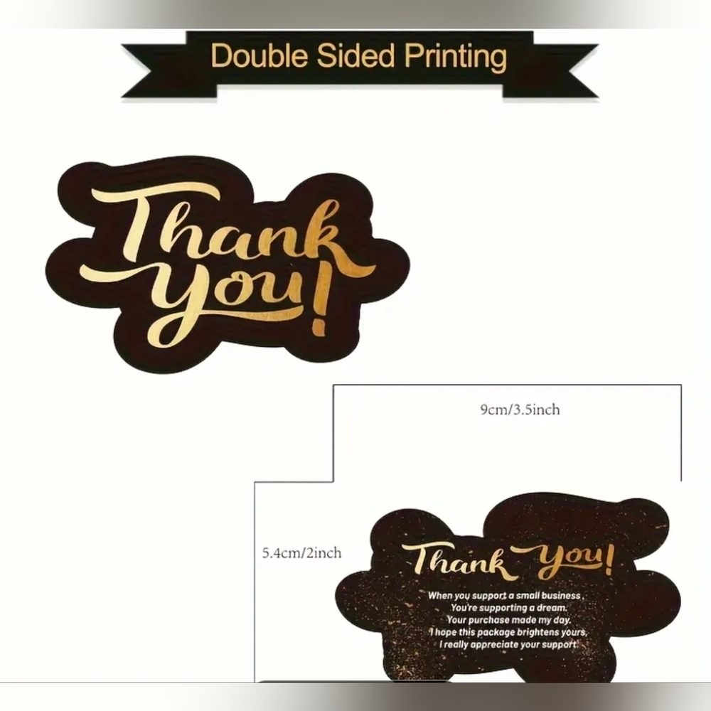 Gold Script 'Thank You' Card - Black Background. 50 Count - Picture 3 of 3